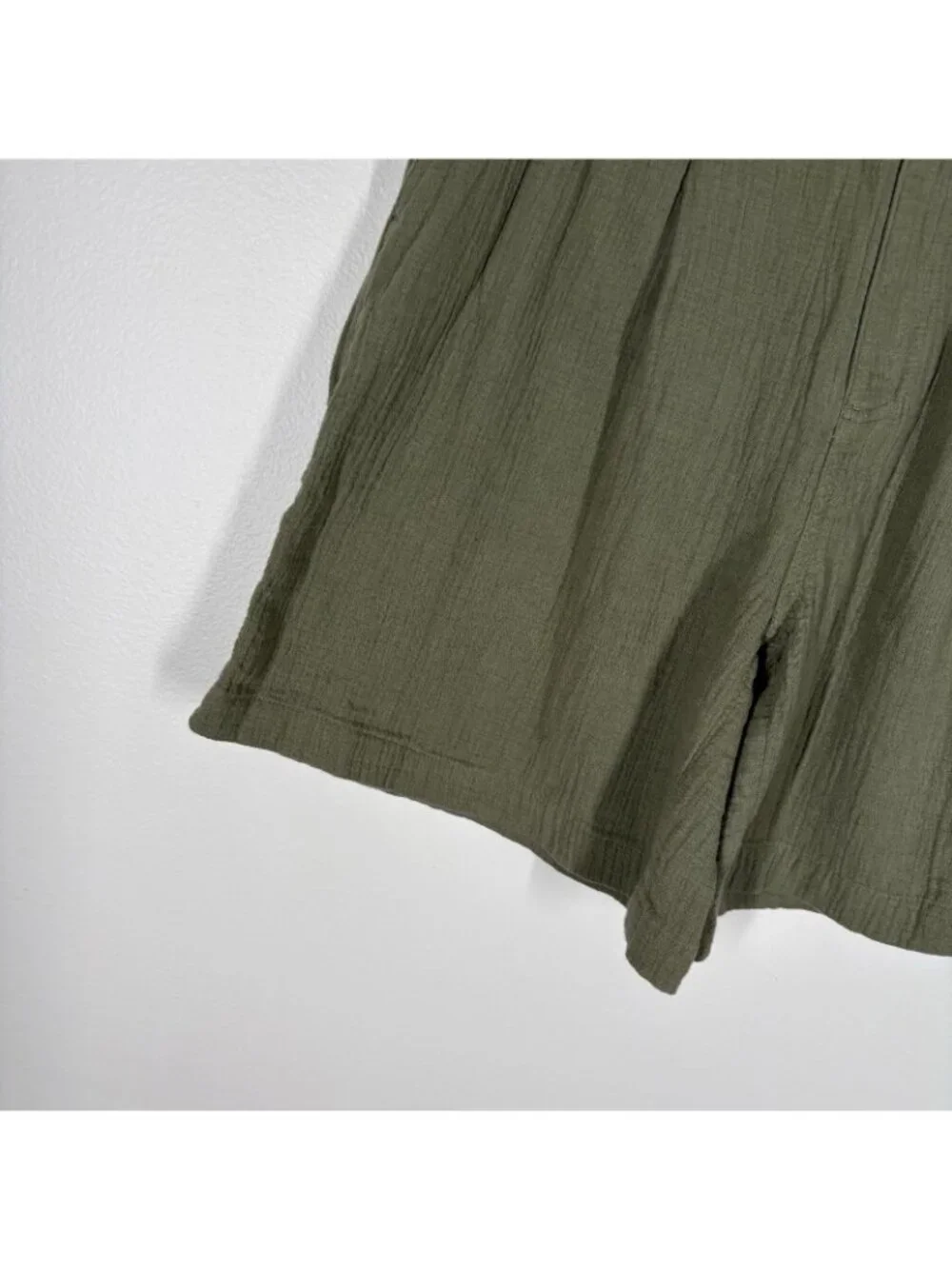Aerie Women XS Olive Green Cotton Gauze Pleated Daybreak Trouser Shorts NWT - Picture 5 of 12